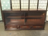 Asian 3-drawer display cabinet, some wear, see pics, approx. 54x16x27 inches.