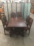 Vintage wood carved table w/ 6 chairs