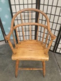 Vintage wood carved high back captains chair