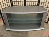 Modern TV stand entertainment center with glass shelves