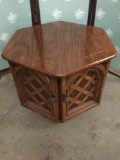 Hexagonal vintage end table cabinet