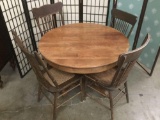 Luger Furniture Co. wooden round table with 4 dining chairs, SOLD AS IS