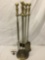 Vintage fire poker stand/fireplace set w/ poker, tongs, broom, shovel and stand