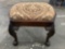 Vintage wood carved clawfoot ottoman/footstool w/cushion