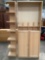 2-piece modern wood storage cabinet w/ side shelf unit, largest approx. 32 x 79 x 11 in.