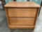 Modern pine wood two drawer end table, shows wear, approx. 25 x 18 x 22 in.