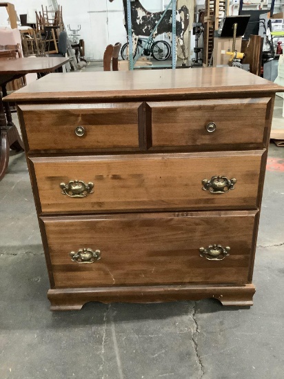 Vintage 3-drawer lowboy dresser, approx. 29 x 30 x 18 inches.