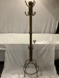 Vintage brass coat & hat rack, , approx. 17 x 72 inches. Shows minor wear.