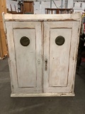 Vintage/antique kitchen cabinet with key & ventilation screens, rustic charm