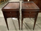 Pair of vintage wood end tables/ nightstands w/ 2 drawers