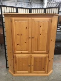 Modern pine corner unit entertainment center cabinet w/ country charm