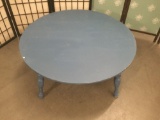 Vintage blue painted table. Approx 36x36x15 inches.