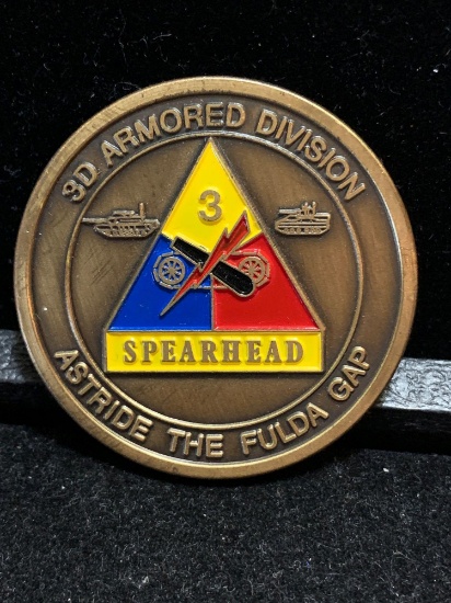 Challenge Coin : 3d Armored Division Spearhead/ Astride The Fulda Gap/ Awarded for excellence