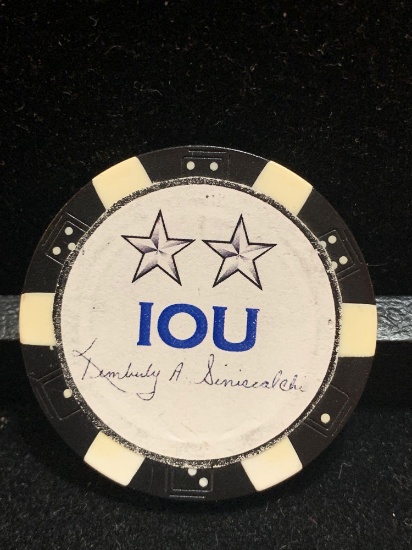 Hard to find 2 star IOU Poker chip Signed Major General Kimberly A Siniscalchi