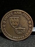 Challenge Coin : 32d Armey Defense Command / Swift and sure / presented by the Commanding General