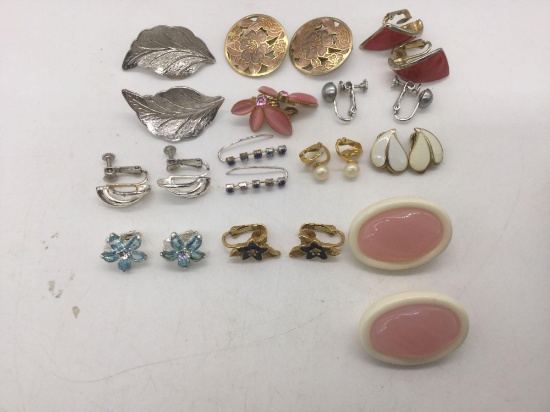 Collection of 12 pairs of estate jewelry earrings