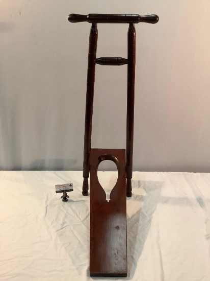 Vintage cherry wood rack stand, approximately 14 x 26 inches.