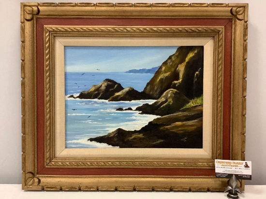 Framed original ocean painting signed by artist Zyski (1970), approx. 24 x 21 in.