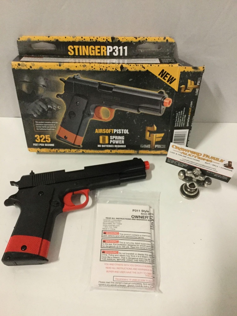 Game Face Stinger P311 Airsoft Pistol with original box and paperwork,  approx 9 x 7 x 1 in. | Estate & Personal Property Personal Property |  Online Auctions | Proxibid