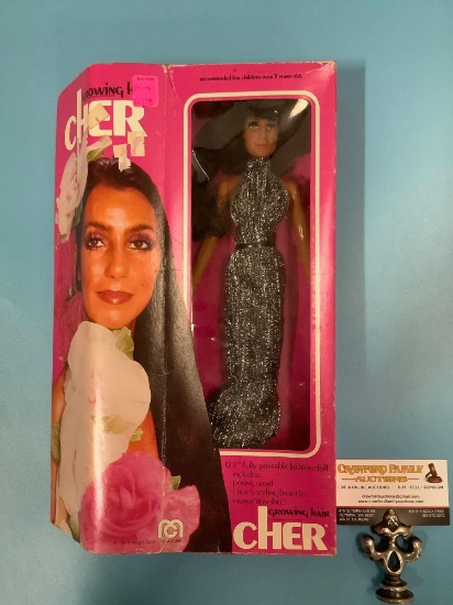 Vintage 1976 MEGO Growing Hair Cher 12 1/2 in. fashion doll in original open box.