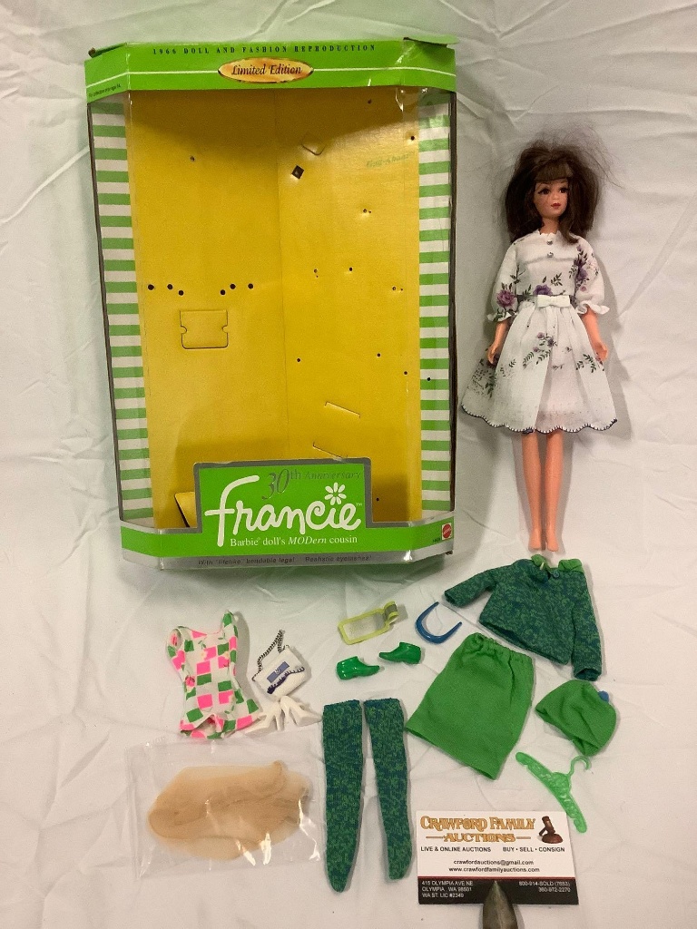 RARE Mattel Barbie 30th Anniversary Francie 12 in. Fashion doll w/ box and  outfit. | Art, Antiques & Collectibles Toys | Online Auctions | Proxibid