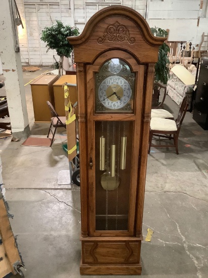 Barwick Clocks - Howard Miller Clock Co. Tempus Fugit grandfather clock w/ weights, pendulum, made