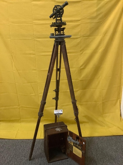 Antique A. Lietz Co. Surveying Transit w/ Tripod & Accessories - In Excellent Condition See Pics