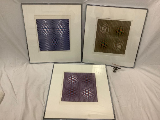3 pc. Set: Homage To Vasarely, by Victor Vasarely. Hand signed and numbered 182/250, set appraised