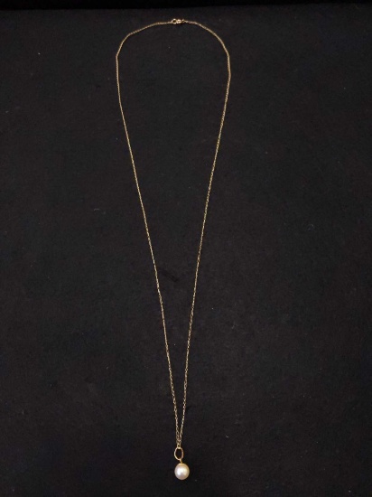 Very Nice 14k Gold Necklace w/ Pearl Pendant