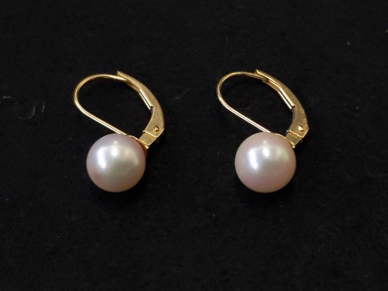 Vintage 14k Gold Clasp Pearl Earrings