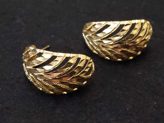 Pair of Large 14k Gold Earrings