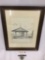Framed vintage drawing Old Band Stand - 1905 Port Townsend, Washington by W. Exum, 1971