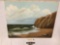 Vintage original canvas ocean scene nature painting, no frame, approx 18 x 14 in. Nice!