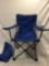 Blue Folding camp chair w/ bag, approx 35 x 8 in.