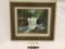 Framed original oil painting of a waterfall by artist M. White, approx 14 x 12 in.