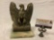 Vintage brass eagle bookend w/ marble base, approx 5 x 4 x 7 in.