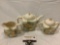 3 pc. lot of vintage handpainted tea set: tea pot, sugar bowl, creamer, approx 9 x 6 x 4 in.