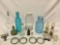 Large lot of vintage glass, milk bottle, lampshade made in Austria, Roman silhouette coasters,