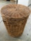 Wicker hamper basket with lid, approximately 19 x 23 in.