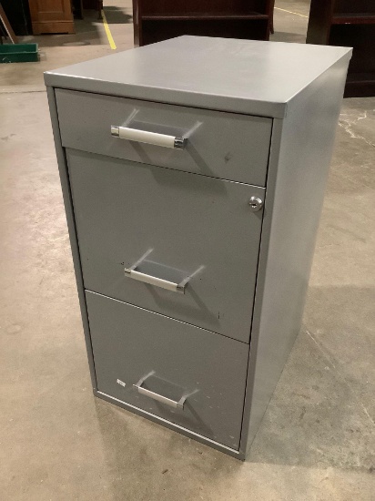Steel 3-drawer file cabinet, approx 15 x 19 x 27 in.