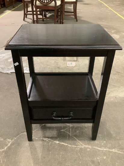 Modern PIER 1 IMPORTS wood 1-drawer nightstand table approx 20 x 16 x 27 in.