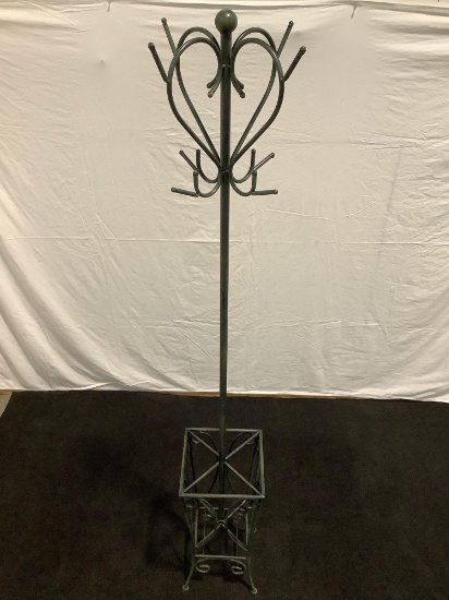 Metal standing coat hat umbrella rack, approx 13 x 67 in.