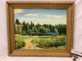 Framed original painting on board, Glenhaven Lakes, 1990, approx 23 x 20 in.