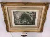 Framed antique print View of the Indians of Fen land in their huts by Jean-Jacques-Andre Le Veau