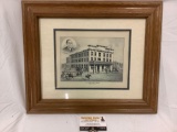 Vintage framed art print The Arlington House, Seattle, Washington Territory, approx 18 x 15 in.