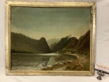 Antique framed original canvas oil painting, shows wear, approx 22 x 18 in.