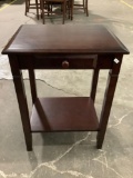 Cherry wood 1-drawer nightstand table approx 18 x 15 x 24 in.