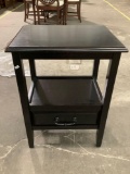 Modern PIER 1 IMPORTS wood 1-drawer nightstand table approx 20 x 16 x 27 in.