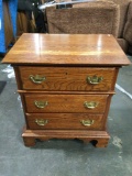 Vintage wood three drawer nightstand/commode, made in USA