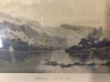 Antique framed lake print Afternoon - Loch Ard. by R. Gallon, approx 23 x 16 in.